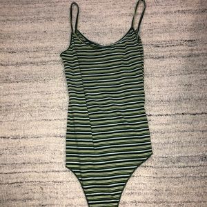 Brandy Melville green striped body suit
